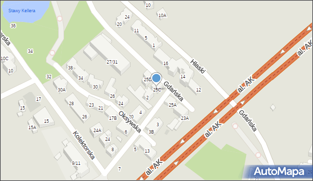 Warszawa, Gdańska, 25C, mapa Warszawy