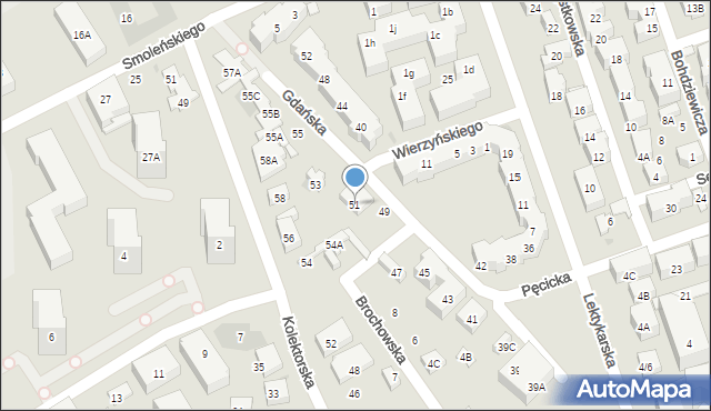 Warszawa, Gdańska, 51, mapa Warszawy