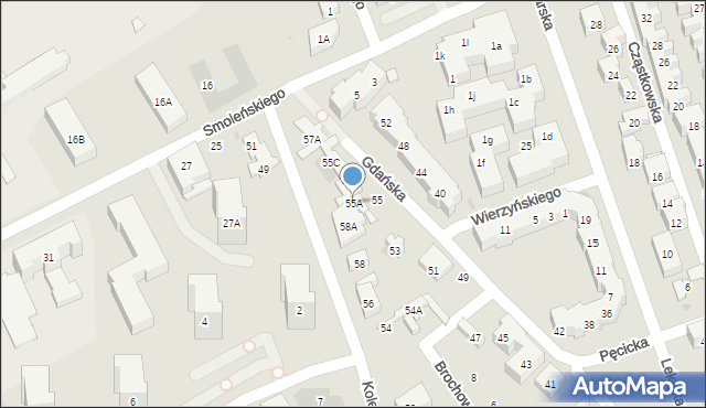 Warszawa, Gdańska, 55A, mapa Warszawy