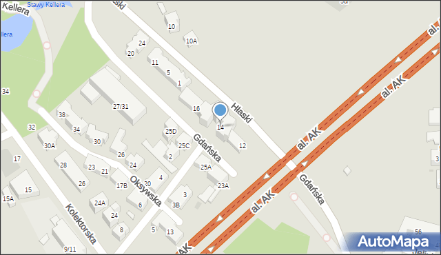 Warszawa, Gdańska, 14, mapa Warszawy