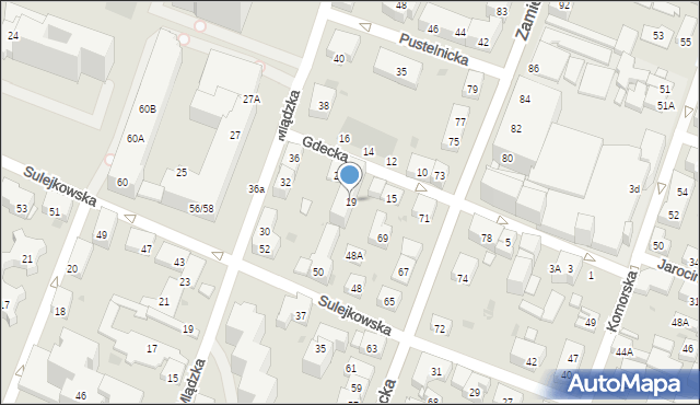 Warszawa, Gdecka, 19, mapa Warszawy