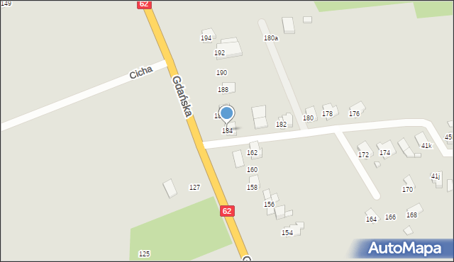 Węgrów, Gdańska, 184, mapa Węgrów