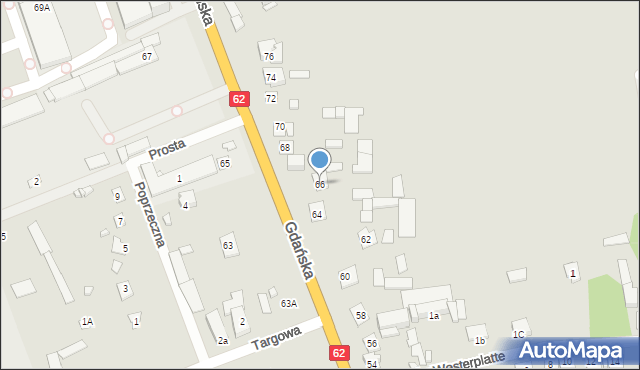 Węgrów, Gdańska, 66, mapa Węgrów