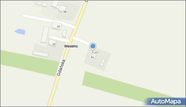 Wiślina, Gdańska, 36, mapa Wiślina