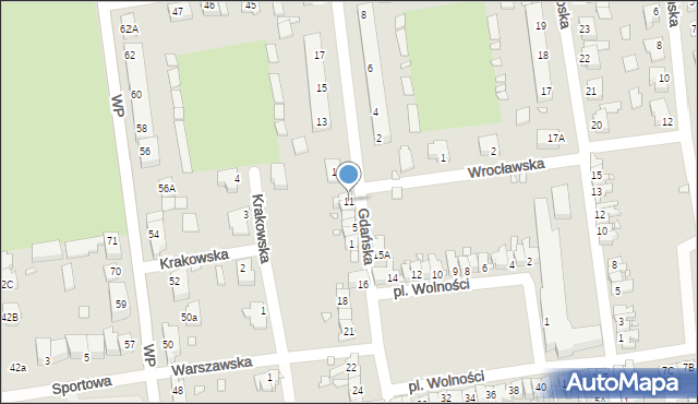 Zbąszynek, Gdańska, 11, mapa Zbąszynek