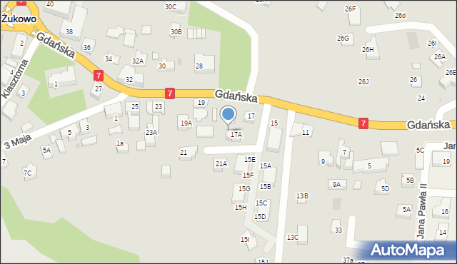 Żukowo, Gdańska, 17B, mapa Żukowo