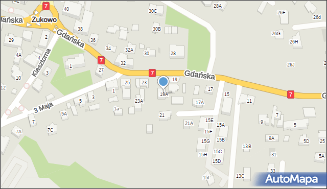 Żukowo, Gdańska, 19A, mapa Żukowo