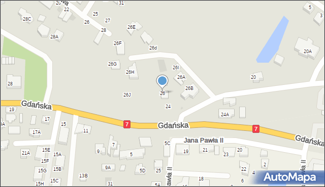 Żukowo, Gdańska, 26, mapa Żukowo