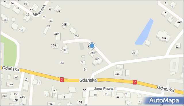 Żukowo, Gdańska, 26A, mapa Żukowo