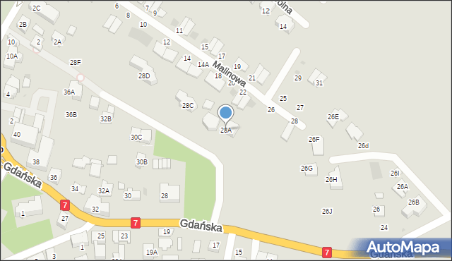 Żukowo, Gdańska, 28A, mapa Żukowo