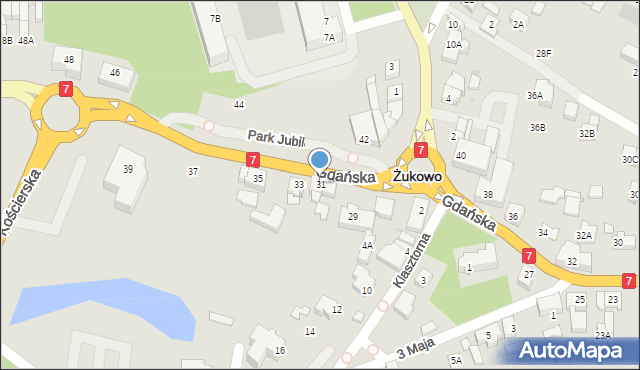 Żukowo, Gdańska, 31, mapa Żukowo