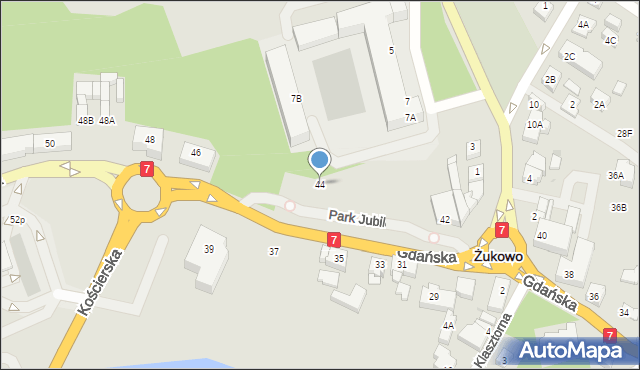 Żukowo, Gdańska, 44, mapa Żukowo
