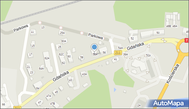 Żukowo, Gdańska, 58A, mapa Żukowo