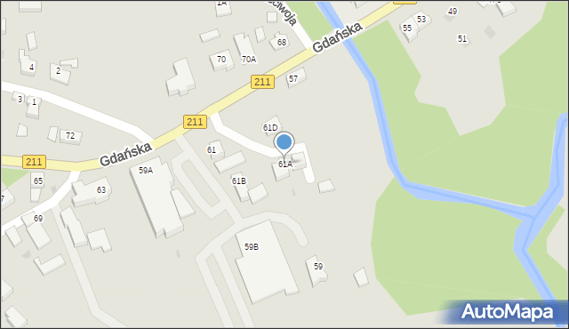 Żukowo, Gdańska, 61A, mapa Żukowo