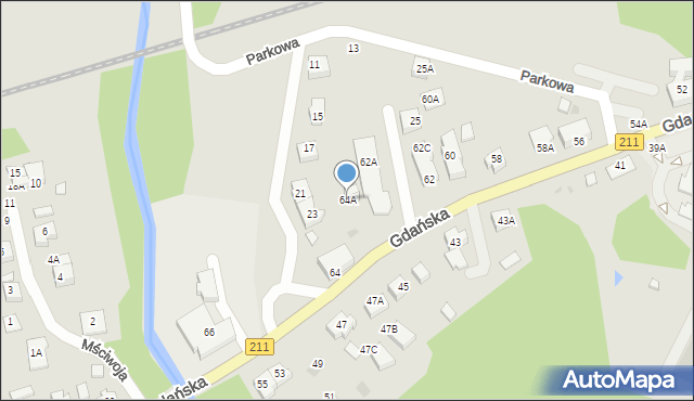 Żukowo, Gdańska, 64A, mapa Żukowo