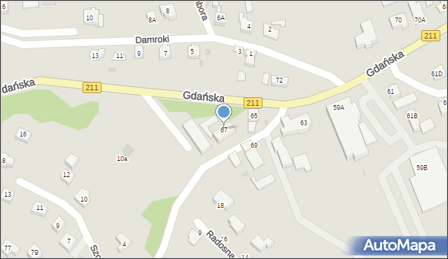 Żukowo, Gdańska, 67, mapa Żukowo