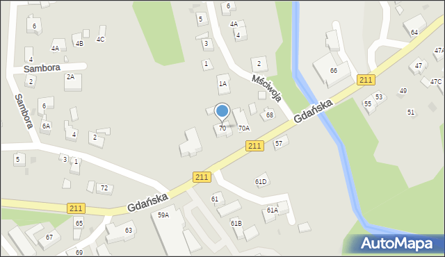 Żukowo, Gdańska, 70, mapa Żukowo