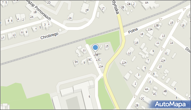 Żukowo, Gdyńska, 13B, mapa Żukowo