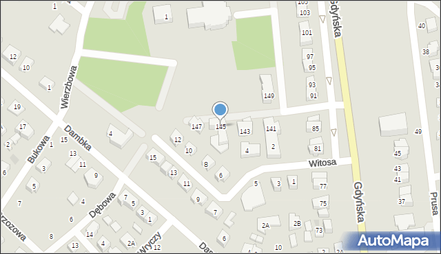 Żukowo, Gdyńska, 145, mapa Żukowo