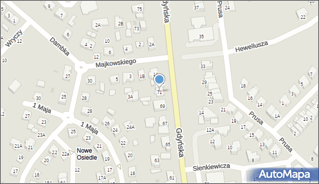 Żukowo, Gdyńska, 71, mapa Żukowo