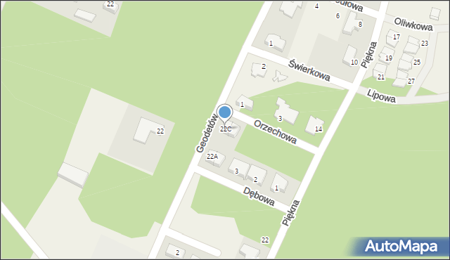 Baranów, Geodetów, 22C, mapa Baranów