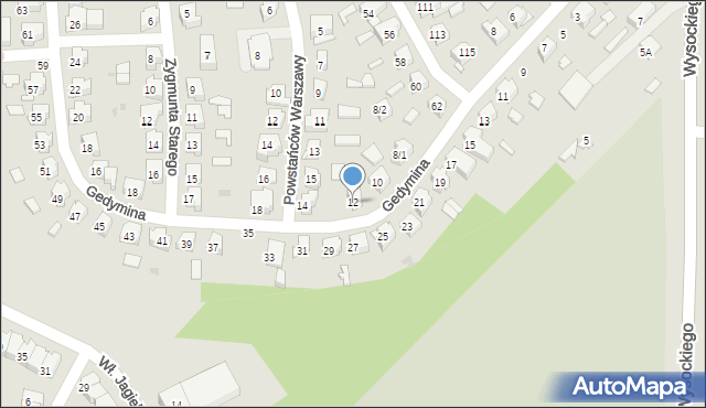 Białystok, Gedymina, 12, mapa Białegostoku