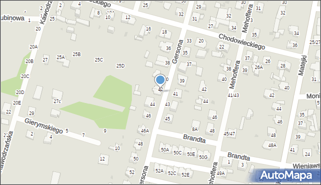 Częstochowa, Gersona Wojciecha, 42A, mapa Częstochowy