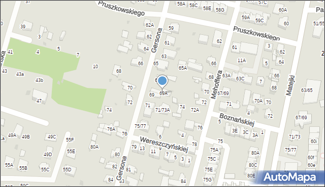 Częstochowa, Gersona Wojciecha, 69A, mapa Częstochowy