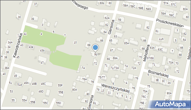Częstochowa, Gersona Wojciecha, 70, mapa Częstochowy