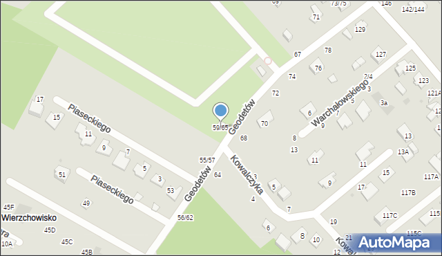 Częstochowa, Geodetów, 59/65, mapa Częstochowy