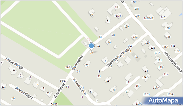 Częstochowa, Geodetów, 72, mapa Częstochowy