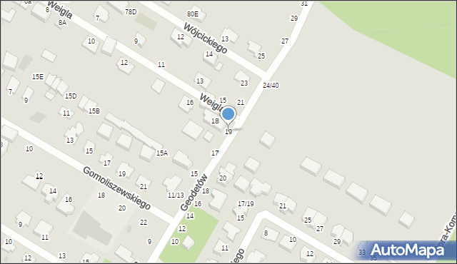 Częstochowa, Geodetów, 19, mapa Częstochowy
