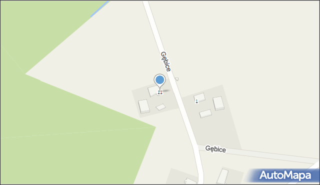 Gębice, Gębice, 11, mapa Gębice