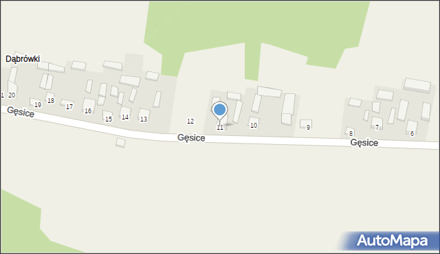 Gęsice, Gęsice, 11, mapa Gęsice