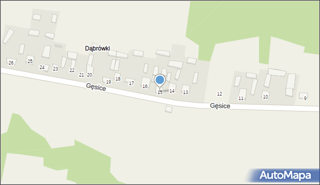 Gęsice, Gęsice, 15, mapa Gęsice