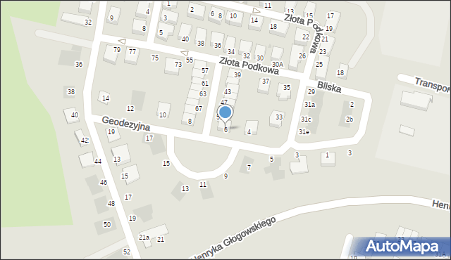 Głogów, Geodezyjna, 6, mapa Głogów