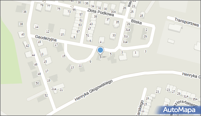 Głogów, Geodezyjna, 7, mapa Głogów