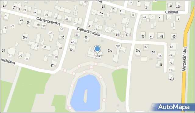 Gniezno, Gębarzewska, 50a, mapa Gniezna