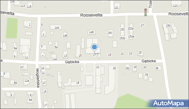 Gniezno, Gębicka, 17, mapa Gniezna