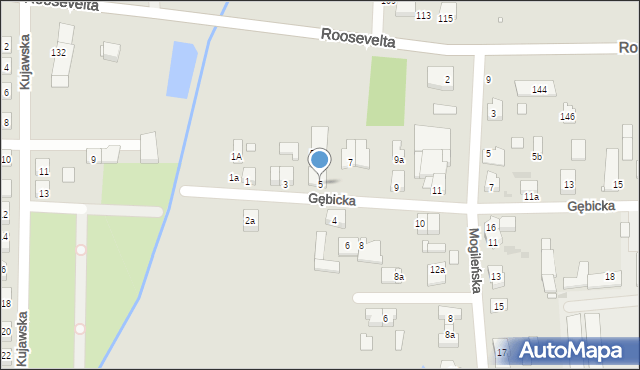 Gniezno, Gębicka, 5, mapa Gniezna