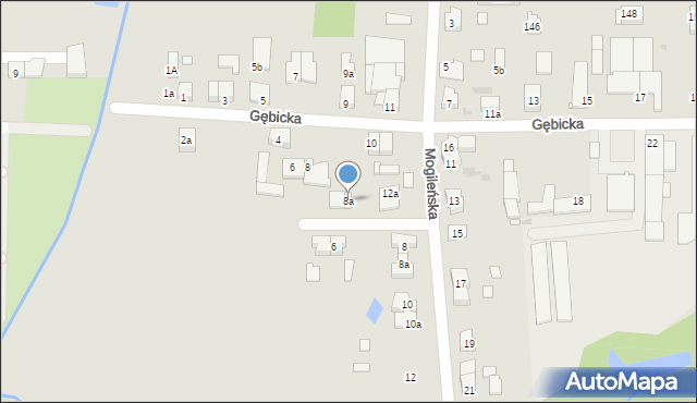 Gniezno, Gębicka, 8a, mapa Gniezna