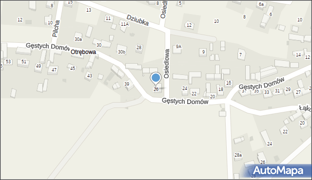 Jabłonka, Gęstych Domów, 26, mapa Jabłonka