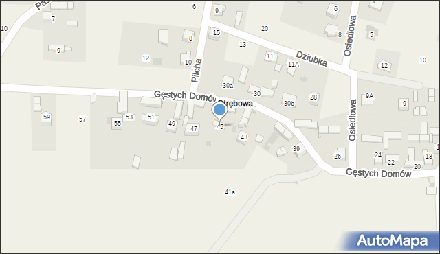 Jabłonka, Gęstych Domów, 45, mapa Jabłonka