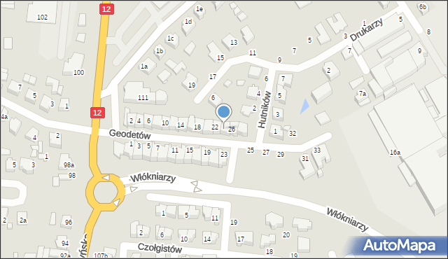 Kalisz, Geodetów, 24, mapa Kalisza