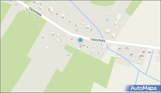 Koziegłowy, Gęzyńska, 11, mapa Koziegłowy