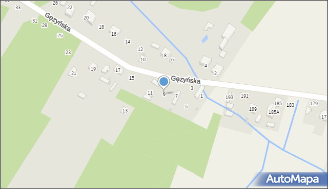 Koziegłowy, Gęzyńska, 9, mapa Koziegłowy