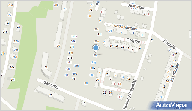 Kraków, Geremka Bronisława, prof., 38j, mapa Krakowa