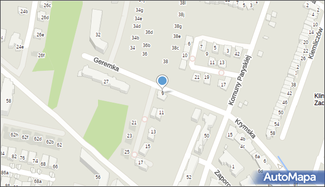 Kraków, Geremka Bronisława, prof., 9, mapa Krakowa