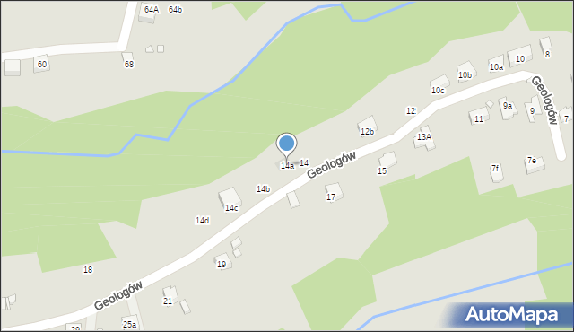 Kraków, Geologów, 14a, mapa Krakowa