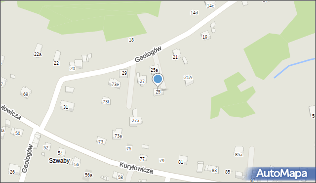 Kraków, Geologów, 25, mapa Krakowa